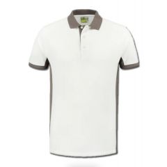 L&S - Poloshirt wit/grijs